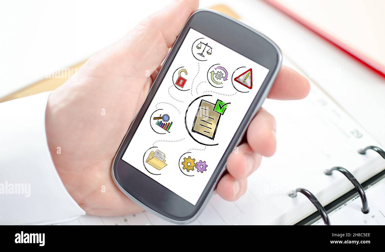 Validation concept shown on a smartphone screen Stock Photo