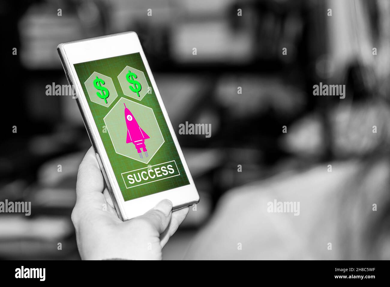 Smartphone screen displaying a success concept Stock Photo - Alamy