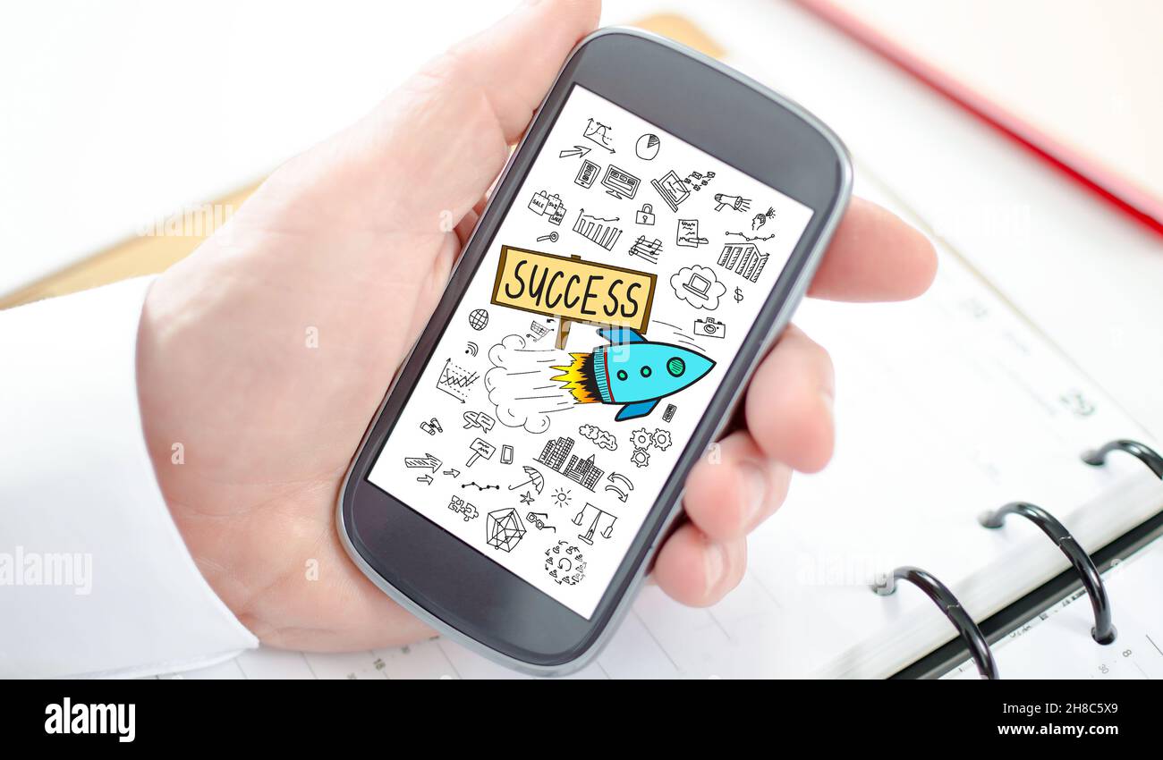 Business success concept shown on a smartphone screen Stock Photo - Alamy