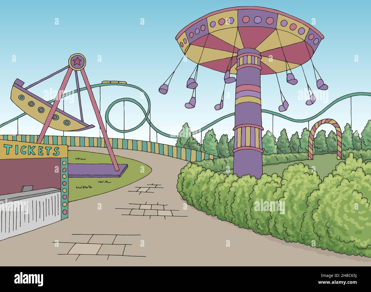 Coloring Page For An Amusement Park Which Includes Roller Coasters Outline  Sketch Drawing Vector Rollercoaster Drawing Rollercoaster Outline  Rollercoaster Sketch PNG and Vector with Transparent Background for Free  Download