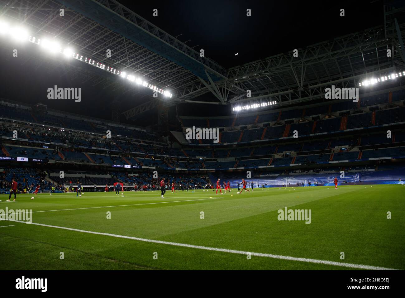 General view during La Liga Santader match between Real Madrid and Sevilla FC at Estadio Santiago Bernabeu in Madrid, Spain. Stock Photo