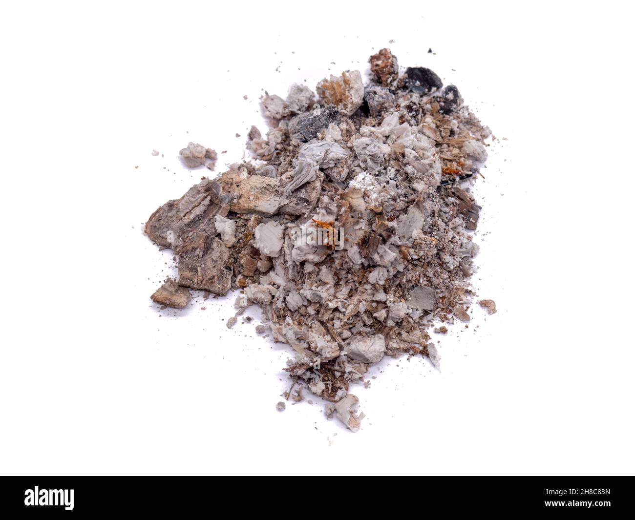 Ashes from the fireplace isolated on white background Stock Photo