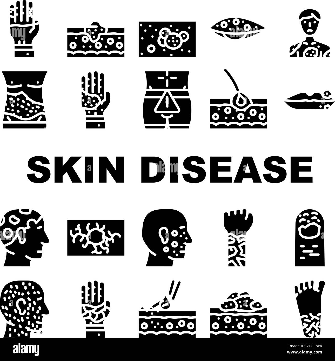 Skin Disease Human Health Problem Icons Set Vector Stock Vector