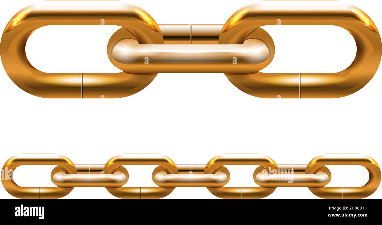 Golden metal chain links vector illustration isolated Stock Vector ...