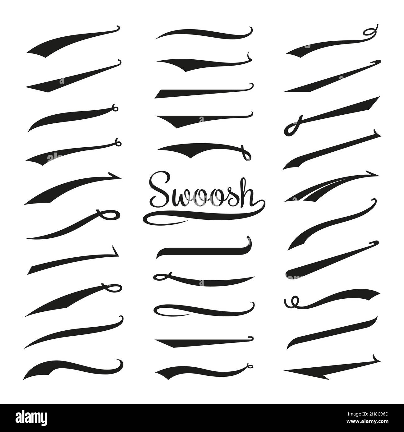 Swoosh And Swash Text Tails Vector Set Font Tail Swirls Typography Elements  For Decoration Stock Illustration - Download Image Now - iStock