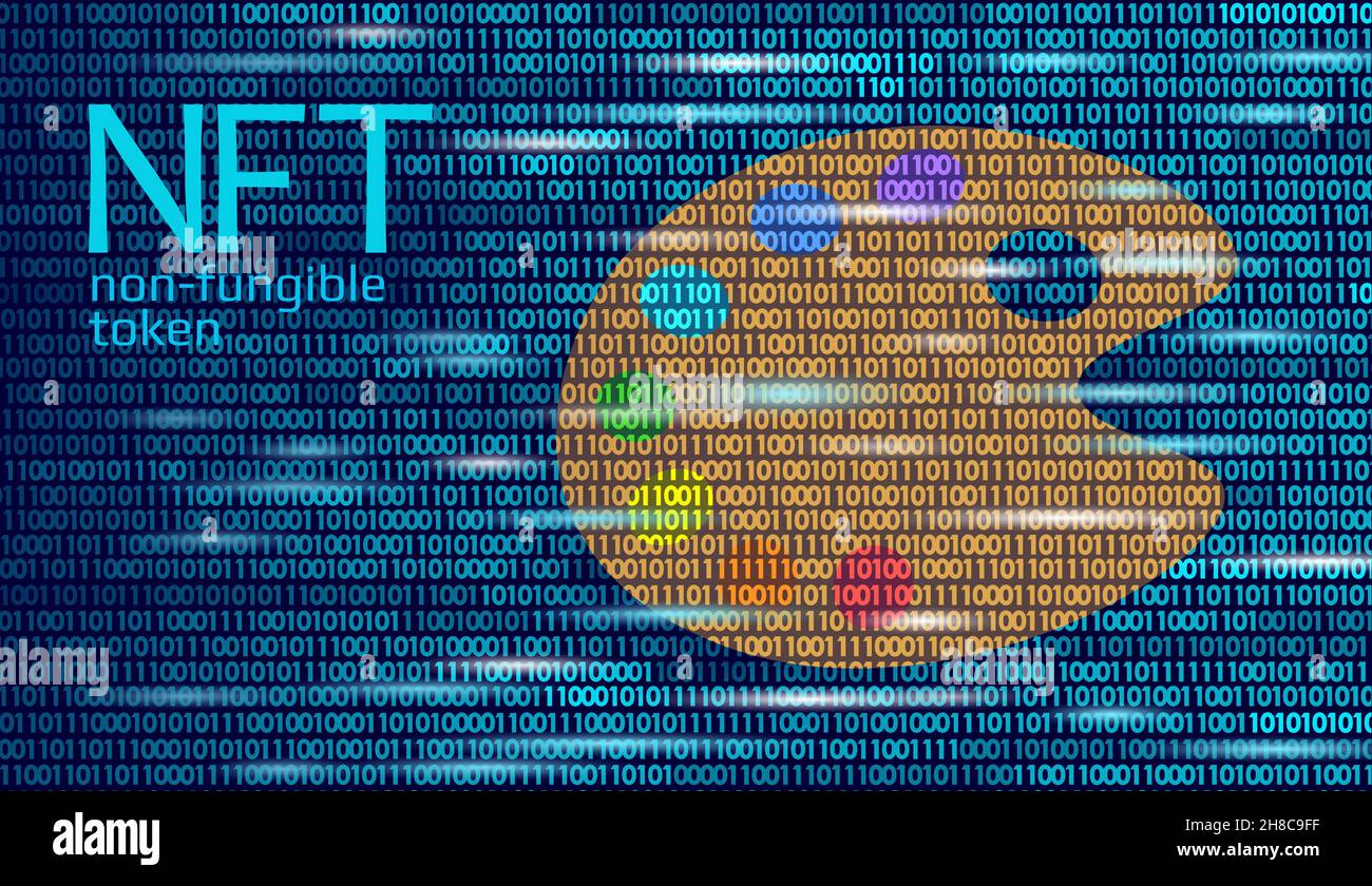 3D NFT Non Fungible unique cryptocurrency. Blockchain art crypto security  code.Data stored digital photo object certificate ownership.Technology  Stock Vector Image & Art - Alamy