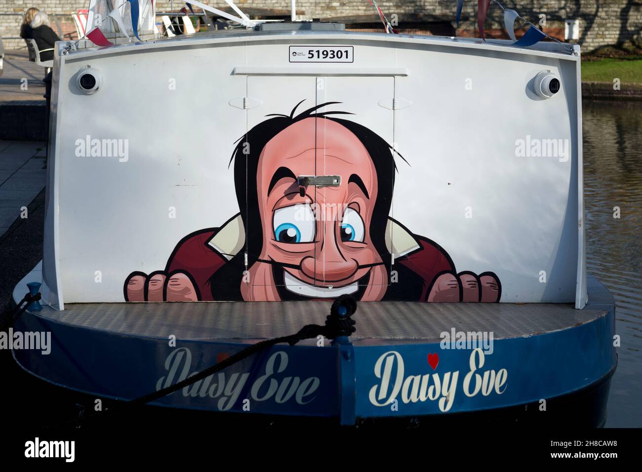William Shakespeare comical image on a boat, Stratford-upon-Avon, Warwickshire, England, UK Stock Photo
