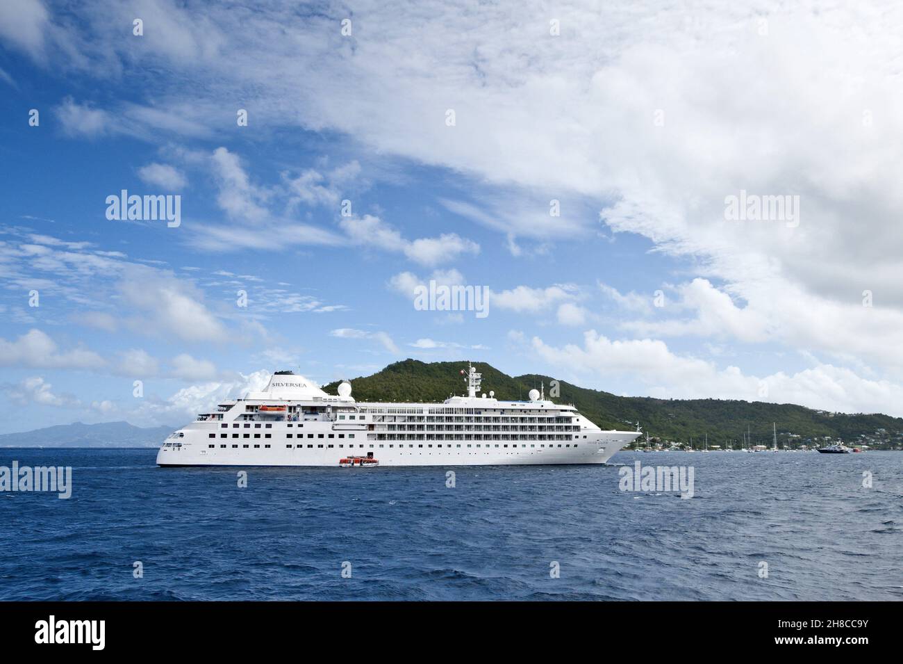Silver Cloud cruise ship, Port Elizabeth, Saint Vincent and the Grenadines, Bequia, Kingstown Stock Photo
