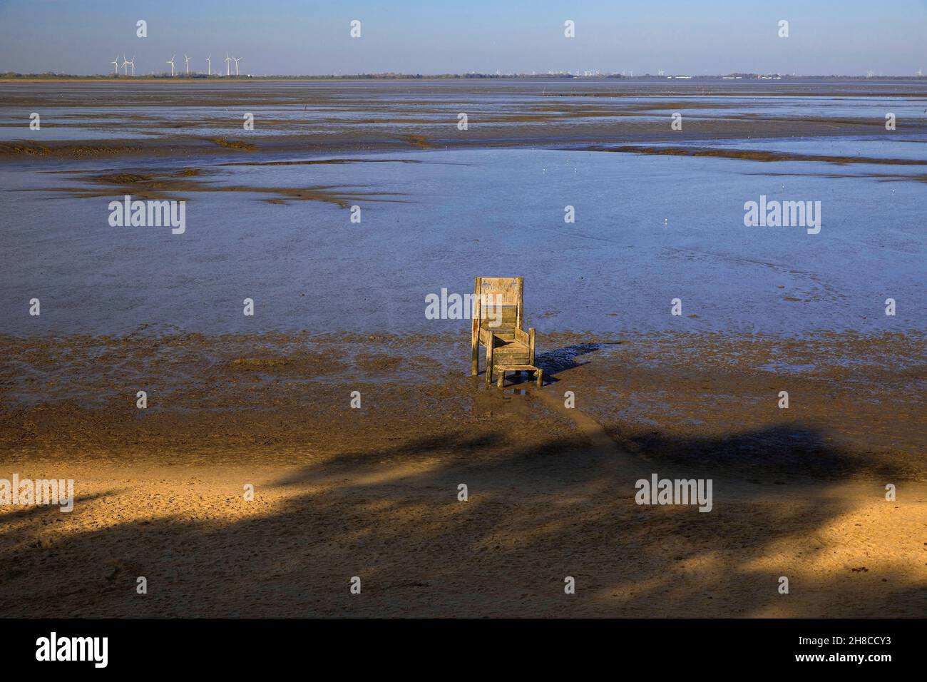 scultpure Kaiserthron in the wadden sea, Germany, Lower Saxony, East Frisia, Dangast Stock Photo