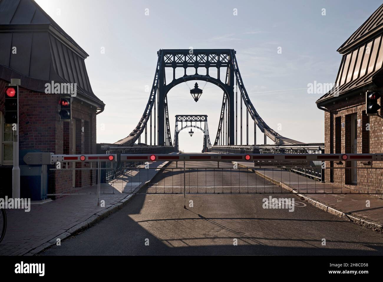 Emperor William Bridge in backlight, close, Germany, Lower Saxony, Wilhelmshaven Stock Photo