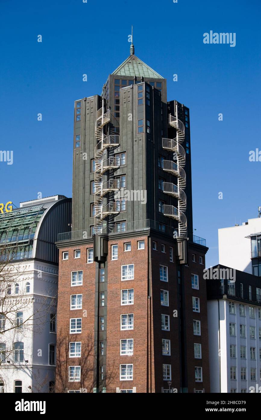 high-rise residential building in the city centre, Germany, Hamburg Stock Photo