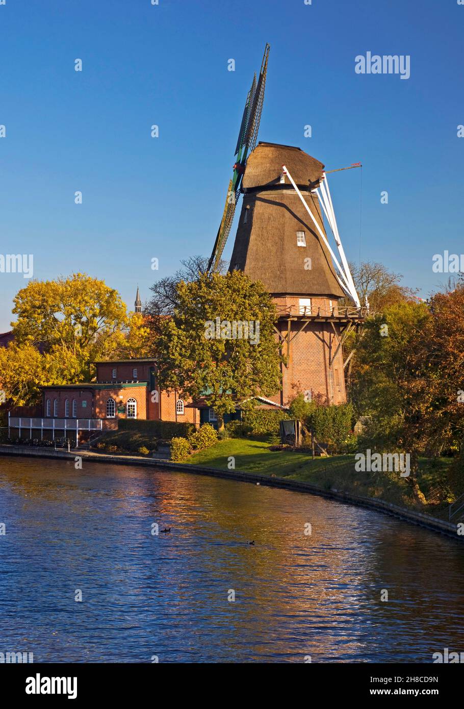 win mill at Knockster Tief, Germany, Lower Saxony, East Frisia, Hinte Stock Photo