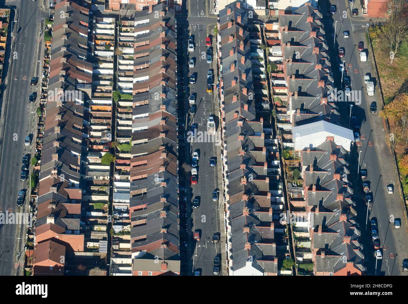 Terraced houses at Liverpool, Merseyside, North West England, UK Stock Photo