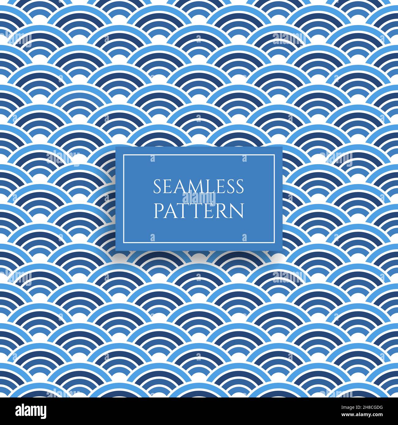Wave seamless pattern vector illustration. Blue abstract sea water ...