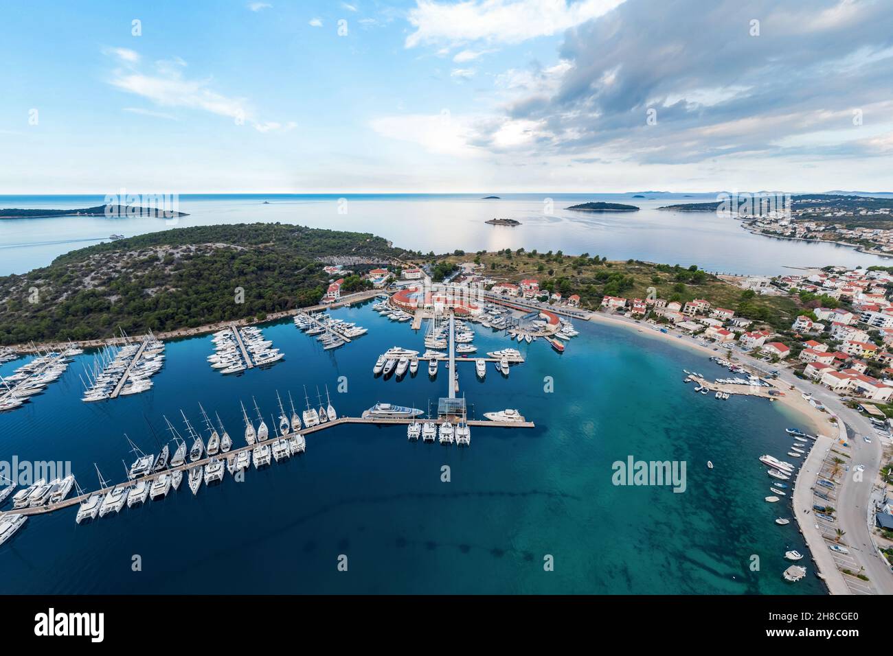 Aerial view of Marina Frapa Rogoznica, Croatia. Beautiful yachts ...