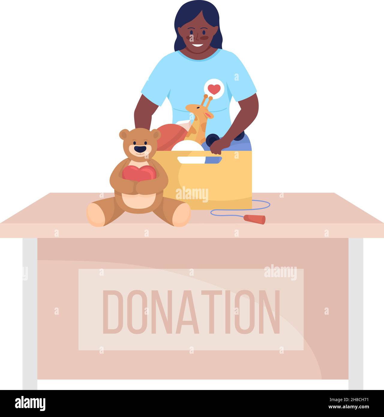 Volunteer at work semi flat color vector character Stock Vector