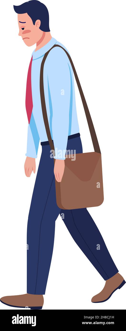 Tired corporate worker semi flat color vector character Stock Vector
