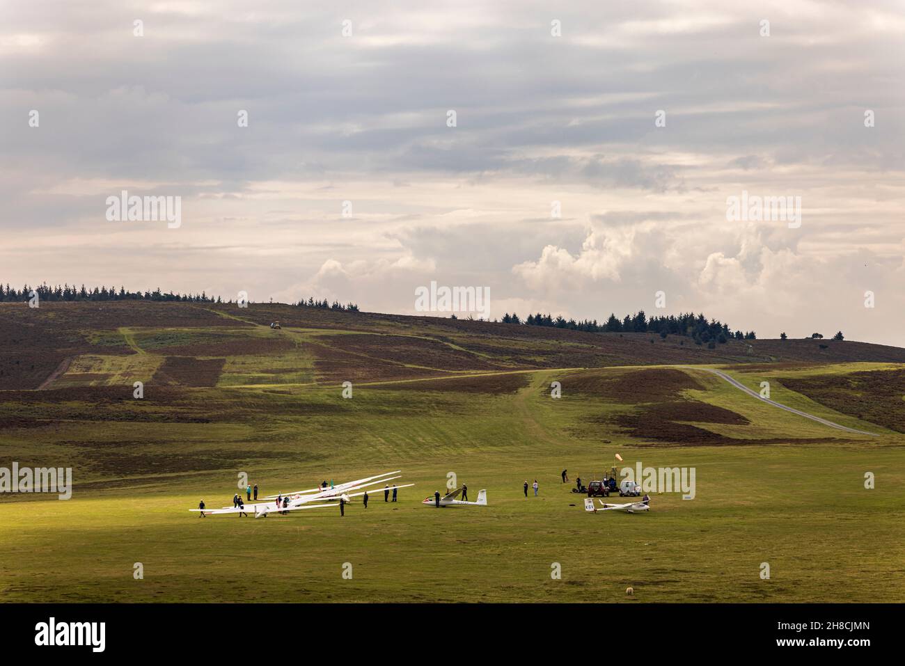 Gliders at the Midland Gliding Club on the Heathland, Long Mynd