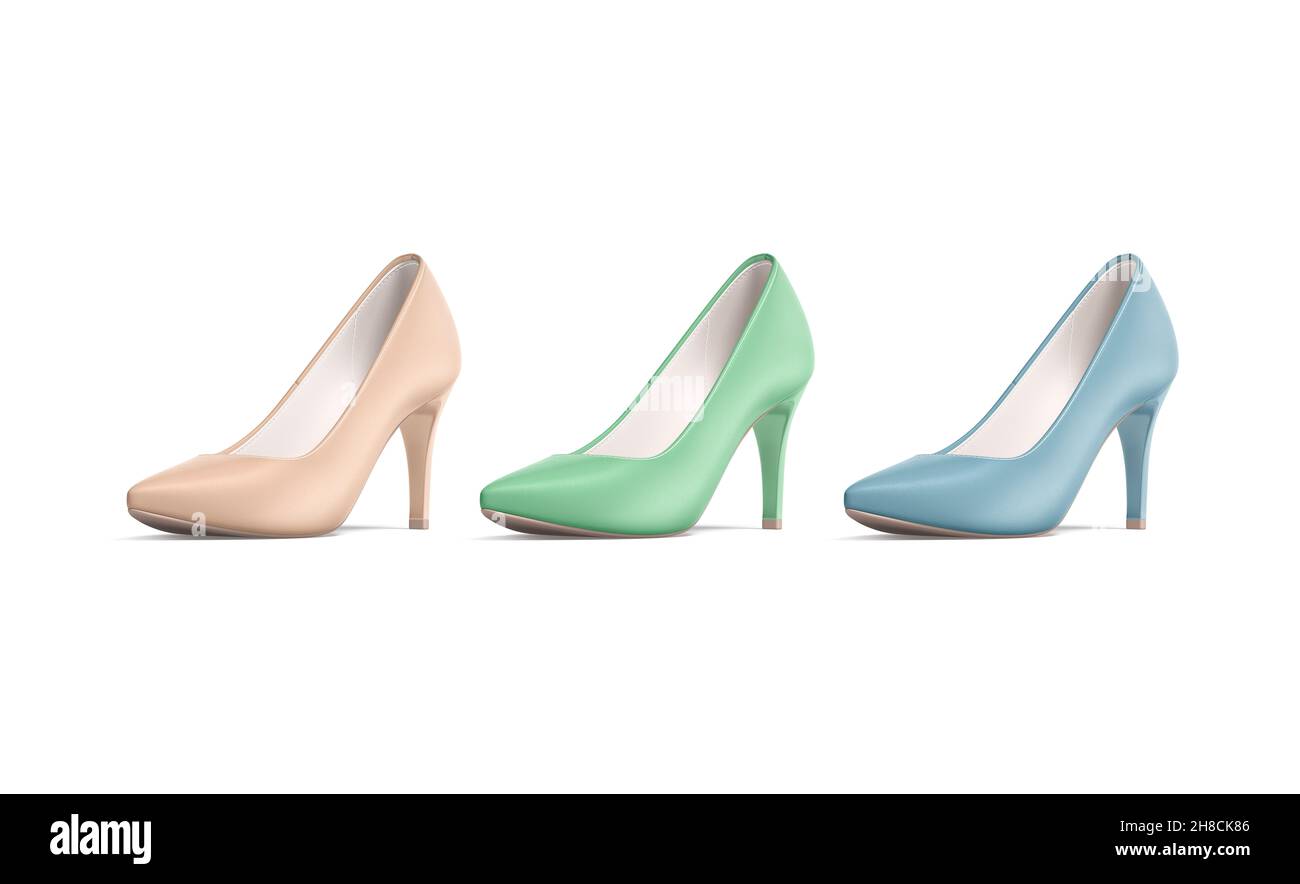 Blank colored high heels shoes mock up, half-turned view Stock Photo