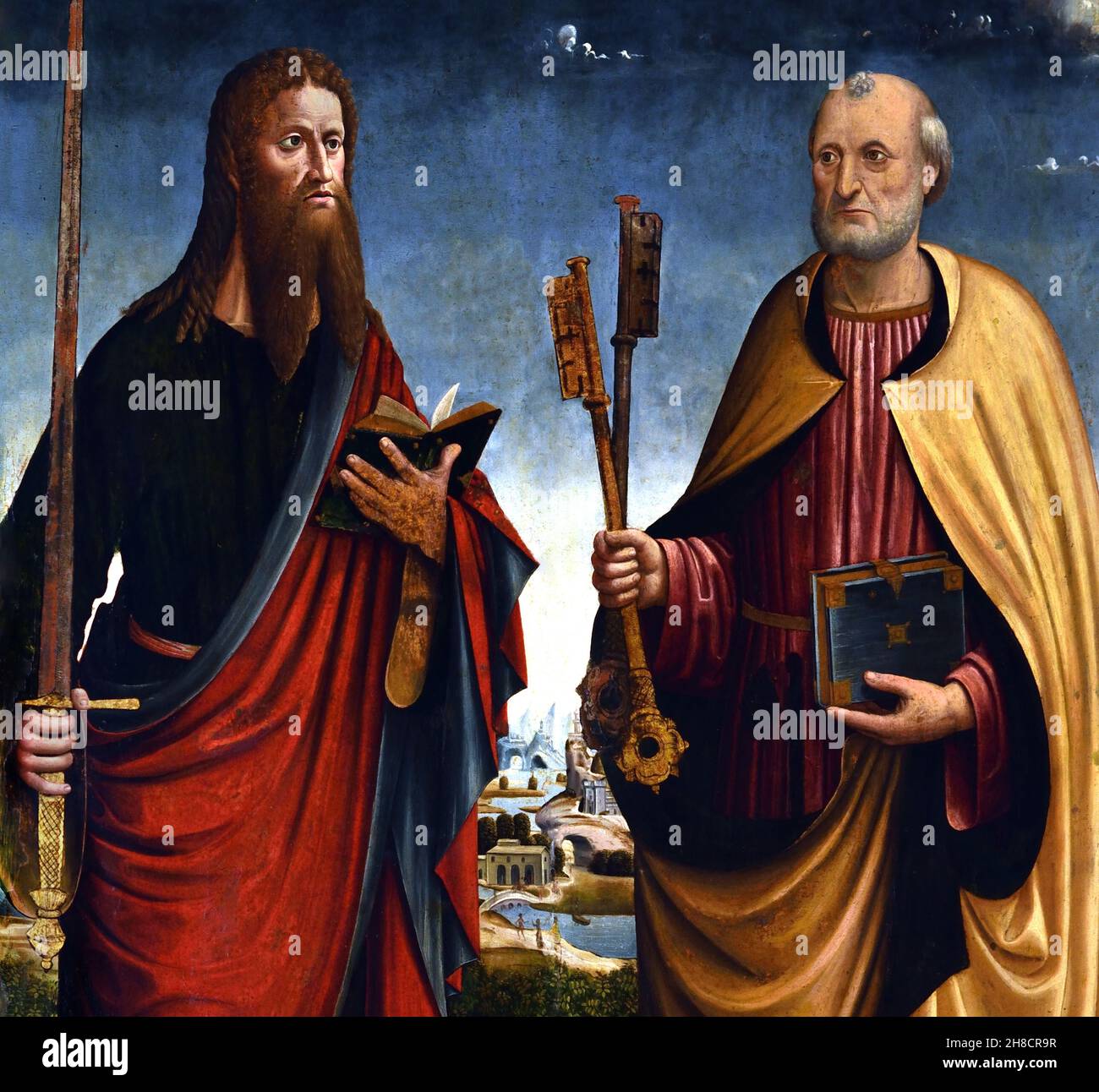 St Paul and St Peter by Giovanni Barbagelata, 1502-1503, Italy, Italian. Stock Photo