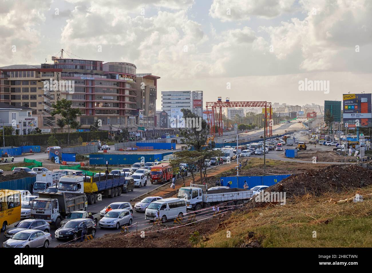 Construction Nairobi traffic jam Kenya Africa Stock Photo