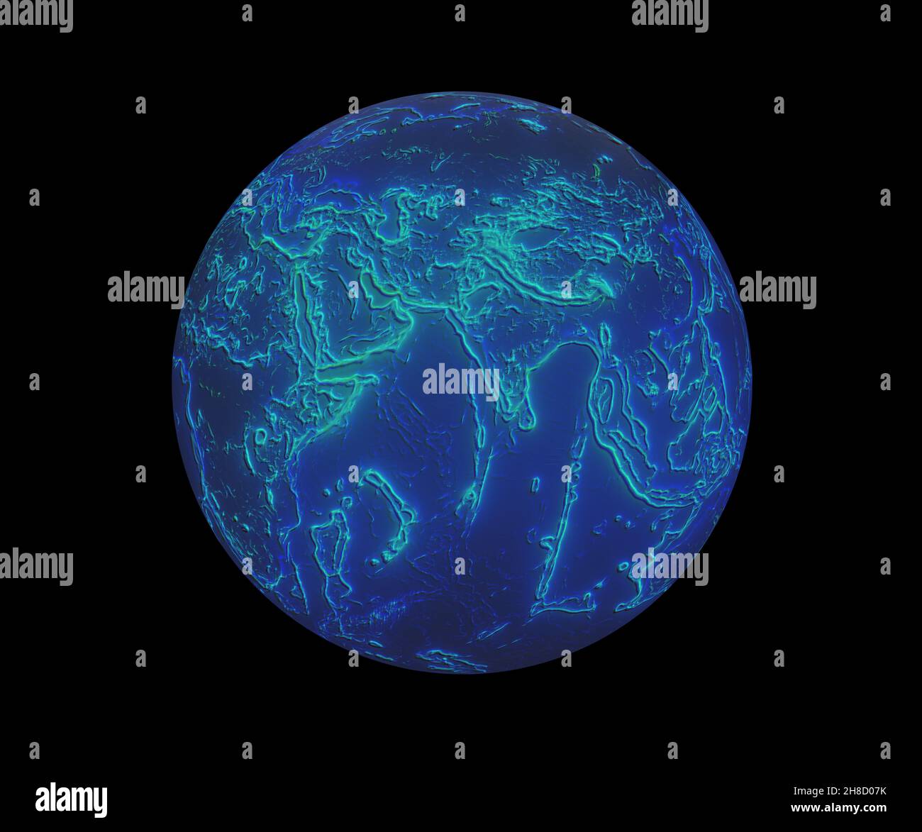 Abstract Earth globe isolated on black background, 3d rendered Stock