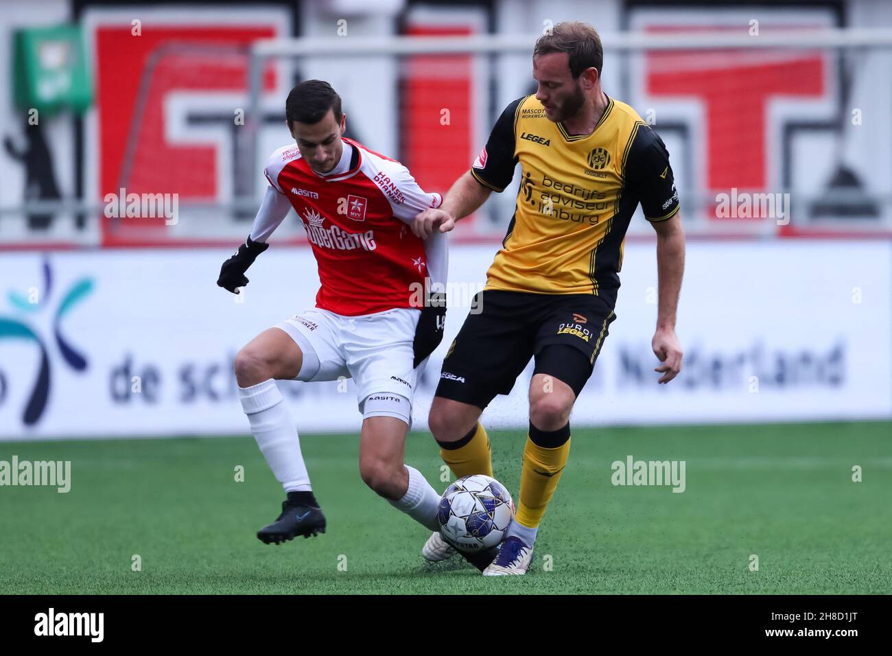 MAASTRICHT, NETHERLANDS NOVEMBER 29 Marko Kleinen of MVV Maastricht and Niek Vossebelt of