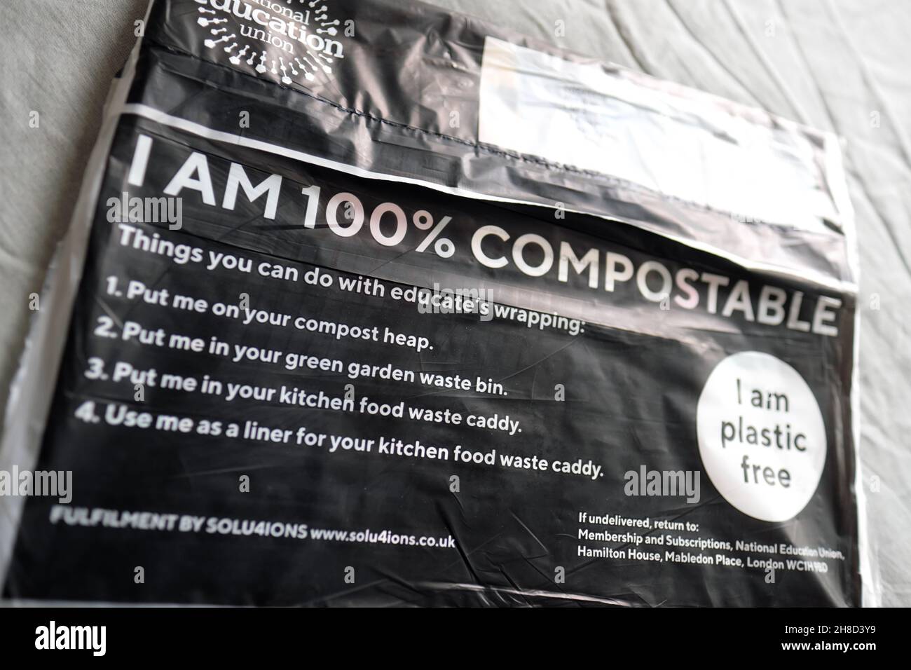 Ecofriendly compostable magazine wrap used to send magazines through