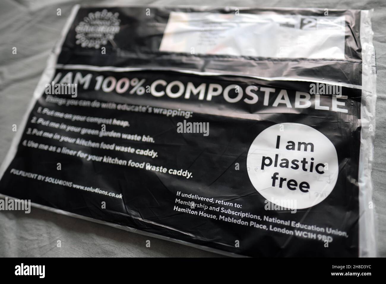 Ecofriendly compostable magazine wrap used to send magazines through