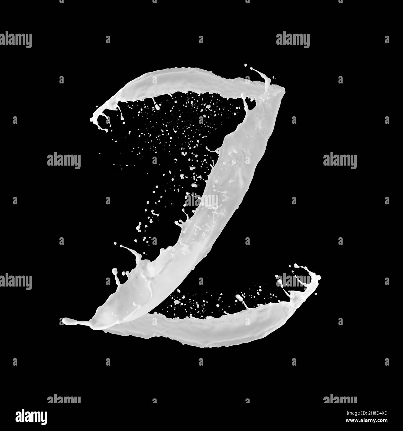 Letter Z made of milk splash, isolated on black background Stock Photo