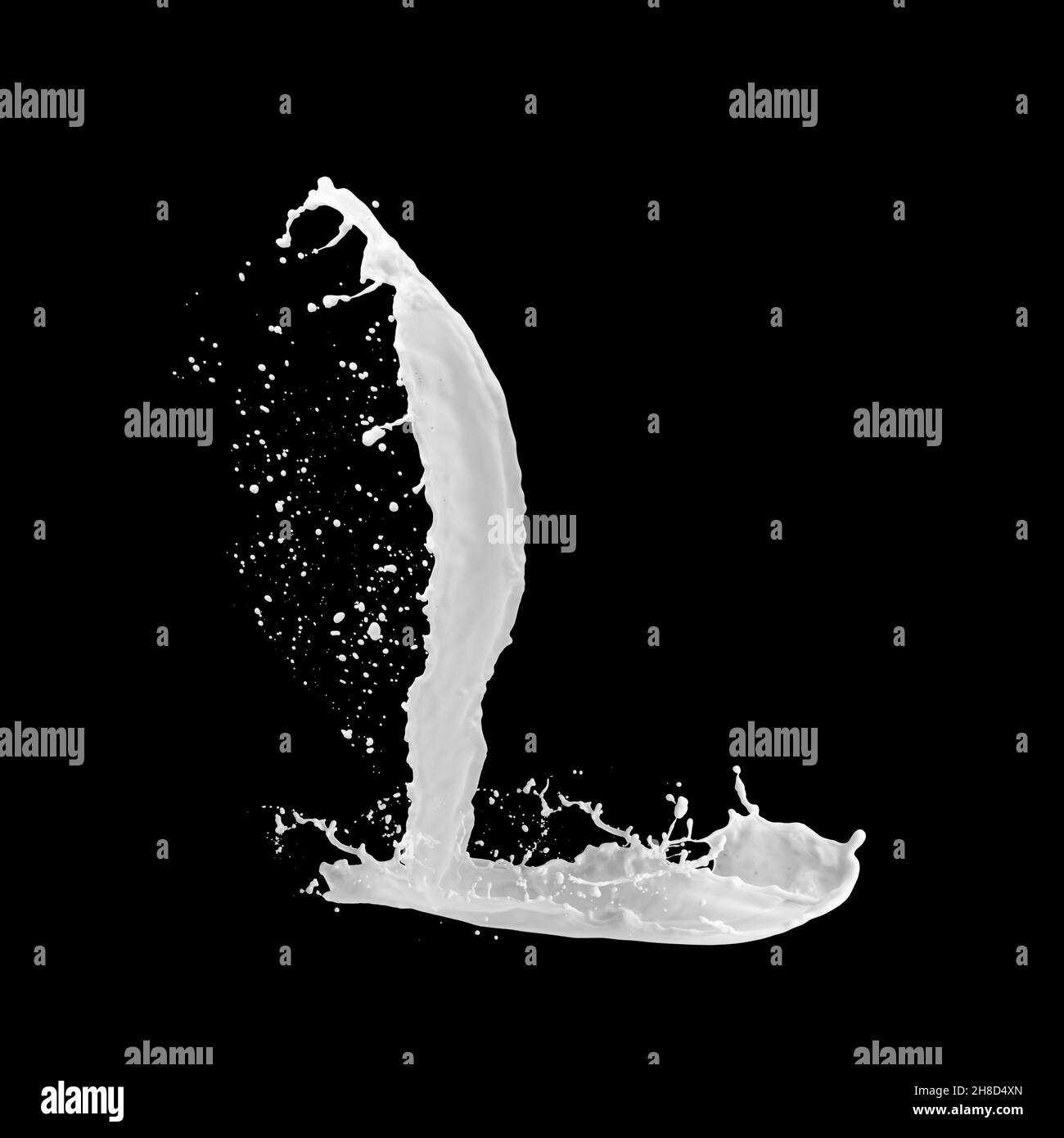 Letter L made of milk splash, isolated on black background Stock Photo