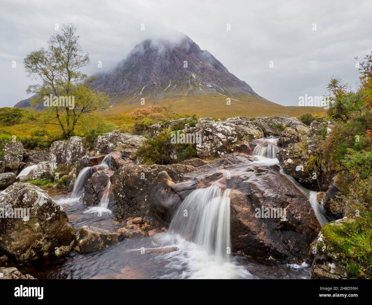 Buachaille Etive Mor at Glen Etive in the Highlands of Scotland Stock Photo