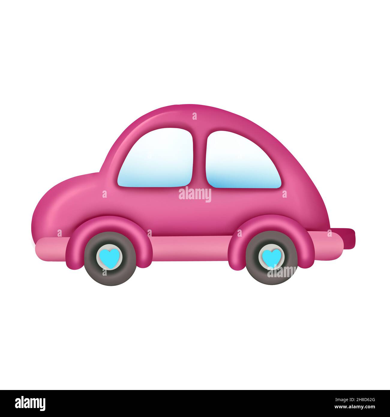 Pink car with hearts on wheels Stock Photo Alamy