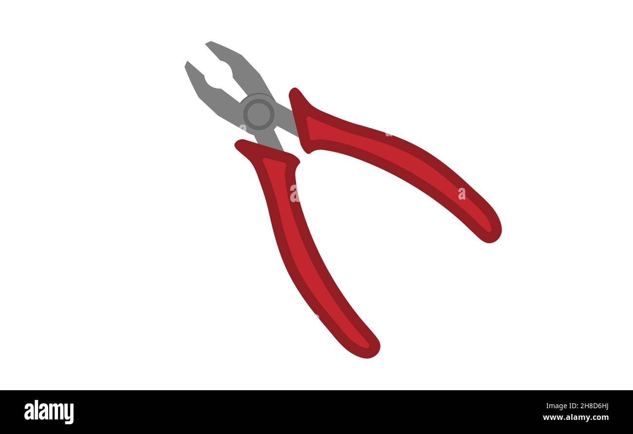 Red hand pliers isolated on white background Stock Vector