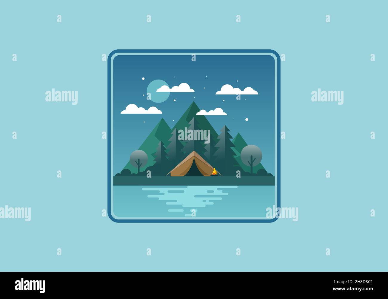 Colorful flat illustration of mountain camping design Stock Vector ...