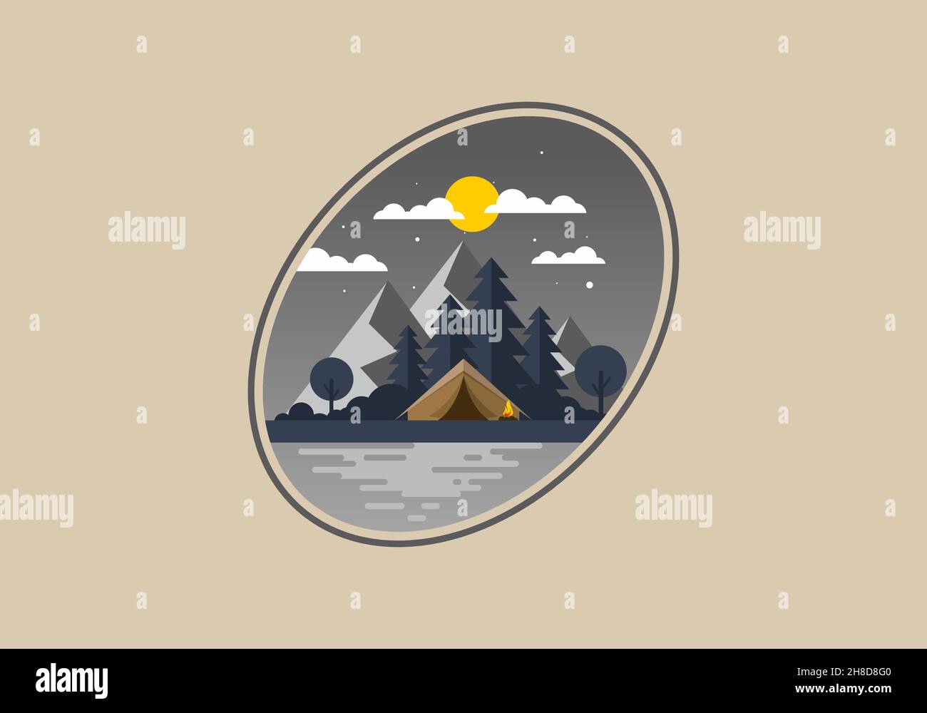 Colorful flat illustration of mountain camping design Stock Vector ...