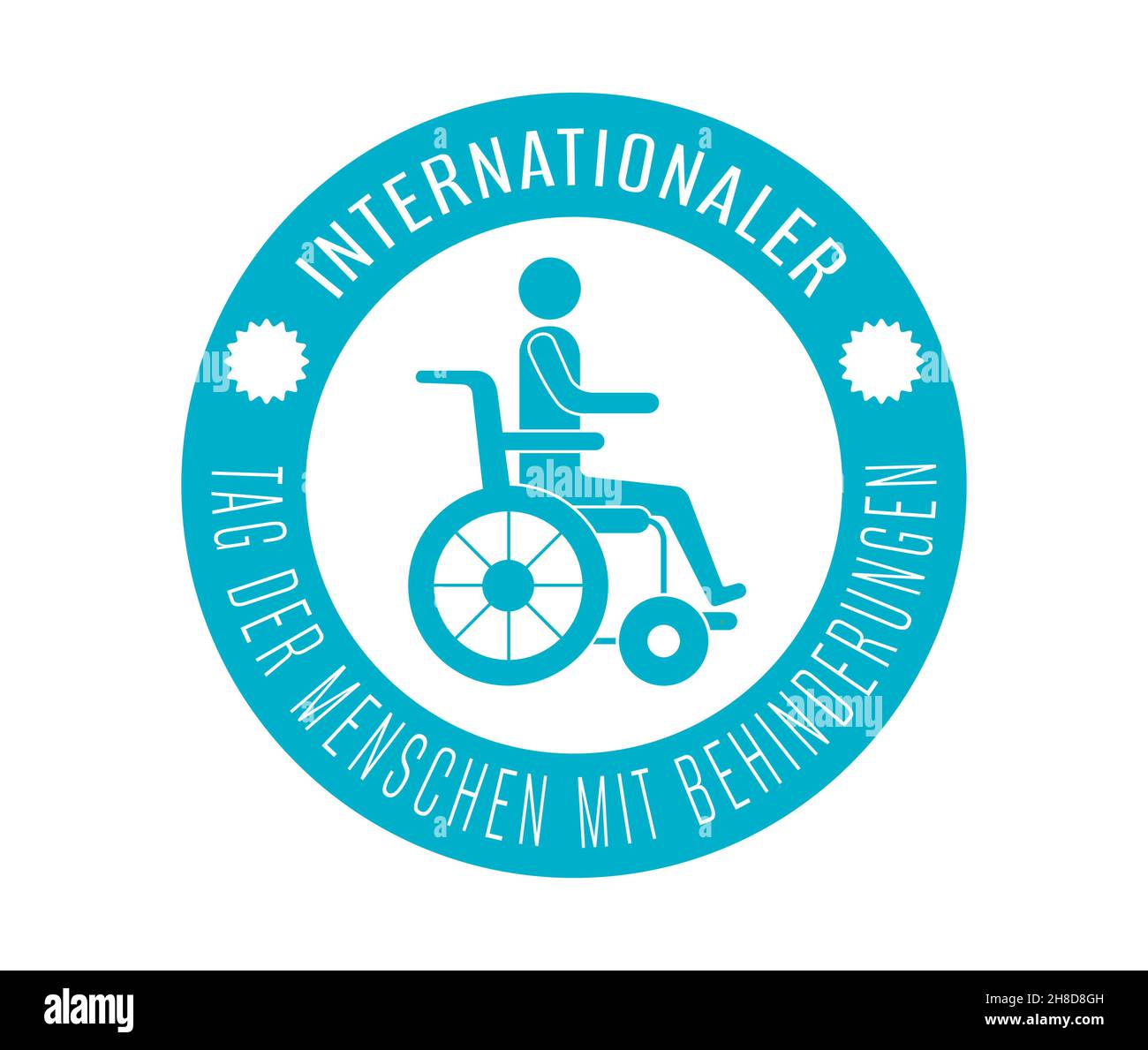 World disability day sticker German language. International Day of Persons with Disabilities Dutch. Disabled, handicapped, defective, malform Stock Vector