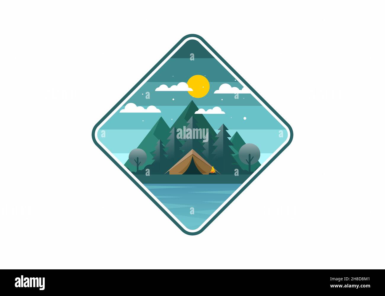 Colorful flat illustration of mountain camping design Stock Vector ...
