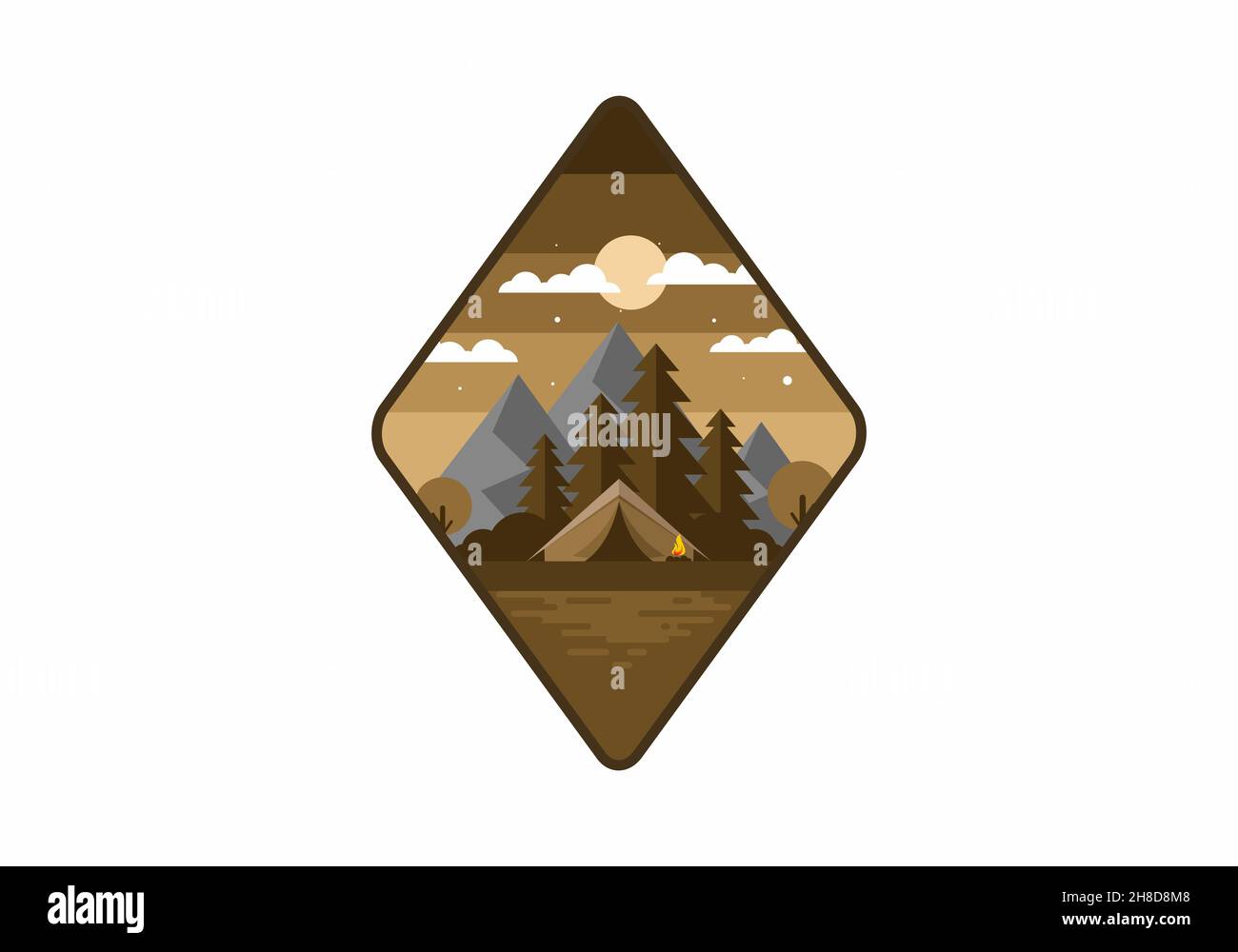 Colorful flat illustration of mountain camping design Stock Vector ...