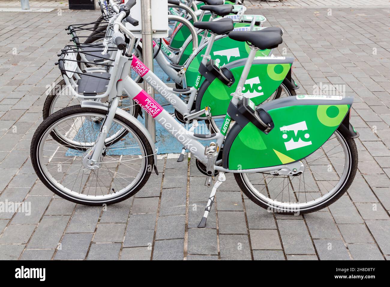 OVO Energy bicycles for hire, Glasgow city centre, Scotland, UK Stock Photo  - Alamy