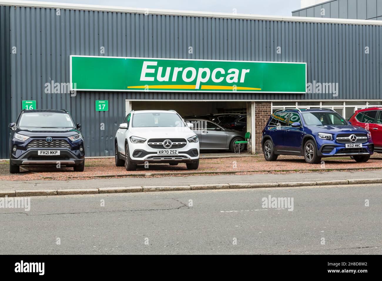 Europcar car rental depot exterior, Lancefield Quay, Glasgow, Scotland, UK Stock Photo