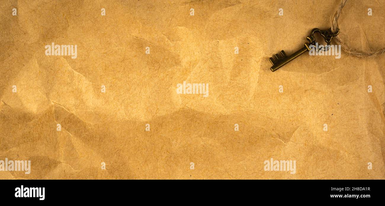 Vintage old paper texture. Brown retro background with copy space, banner Stock Photo