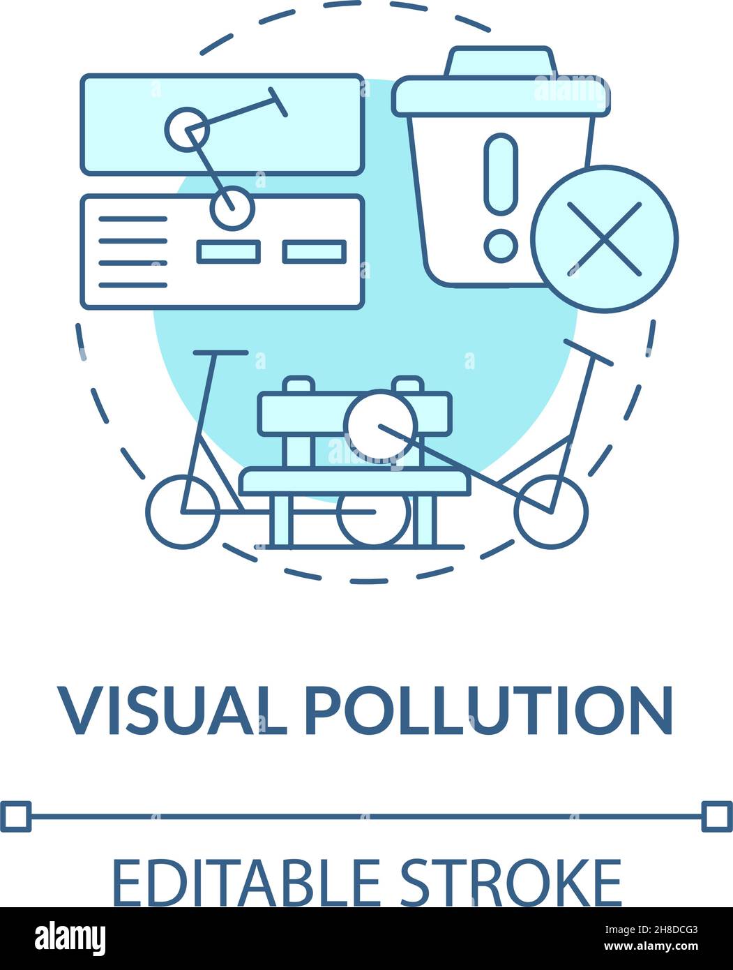 Visual pollution blue concept icon Stock Vector