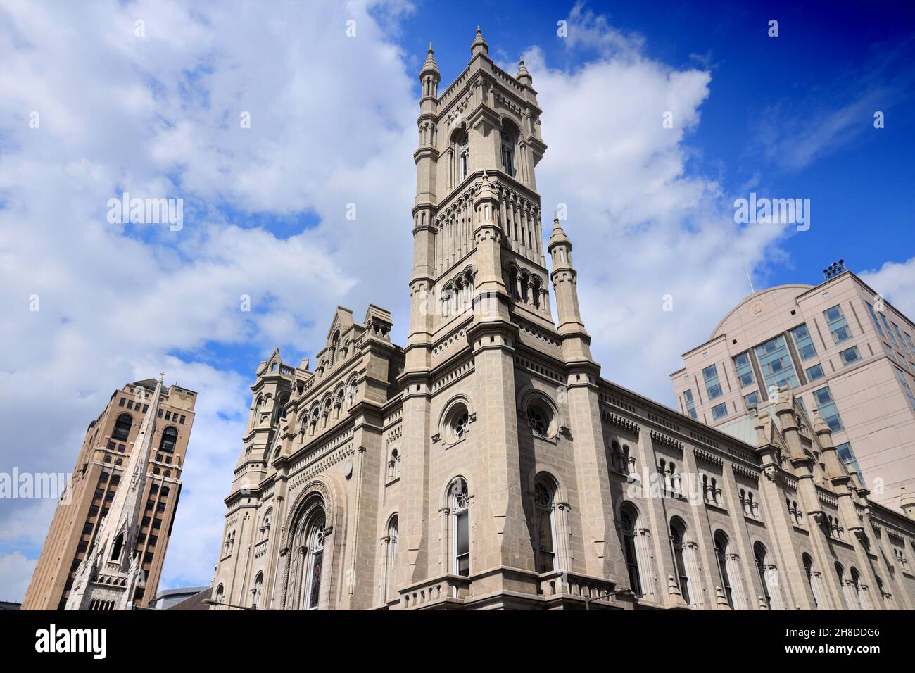 Philadelphia city - Pennsylvania state historical marker, Masonic Temple. Headquarters of the Grand Lodge of Pennsylvania. Stock Photo