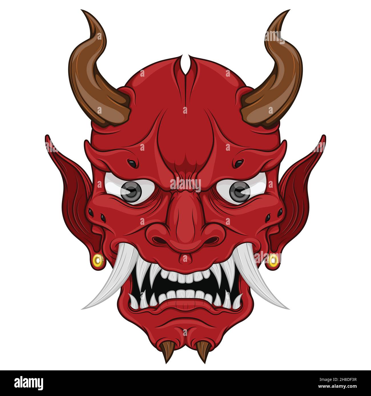 Hannya mask vector design, Japanese Demon Oni Stock Vector