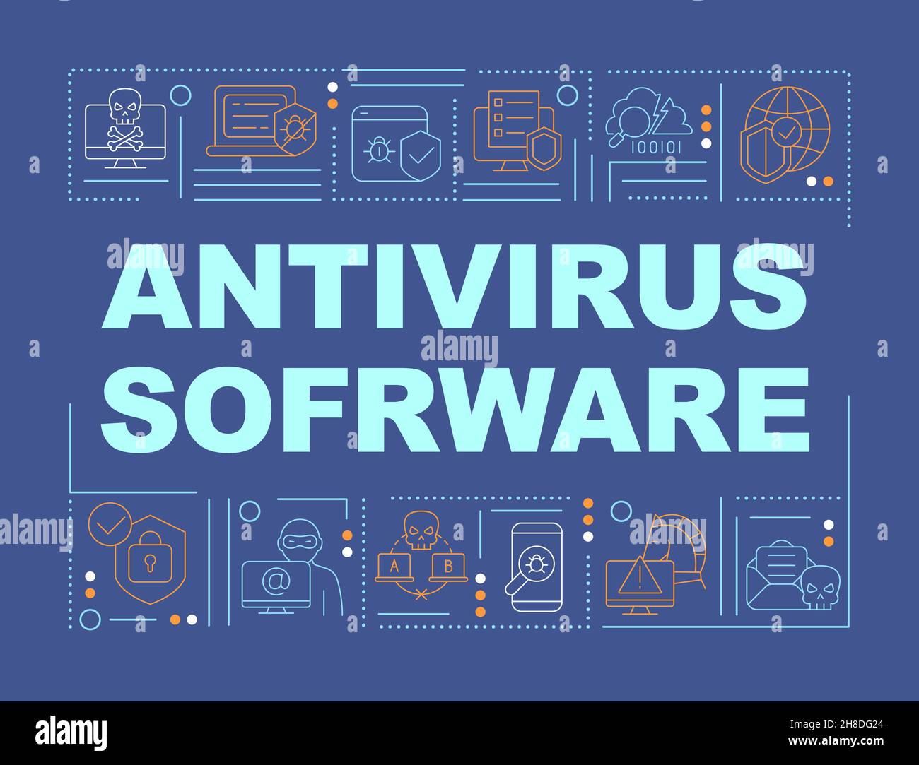 Antivirus software installing to safe personal data word concepts banner Stock Vector