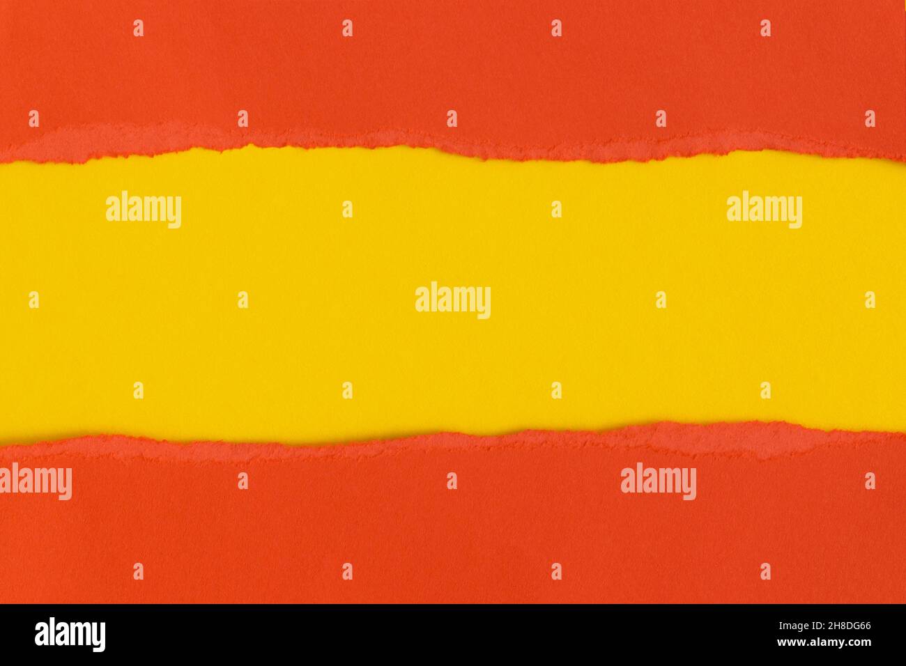 Red torn paper with space for text with yellow background Stock Photo