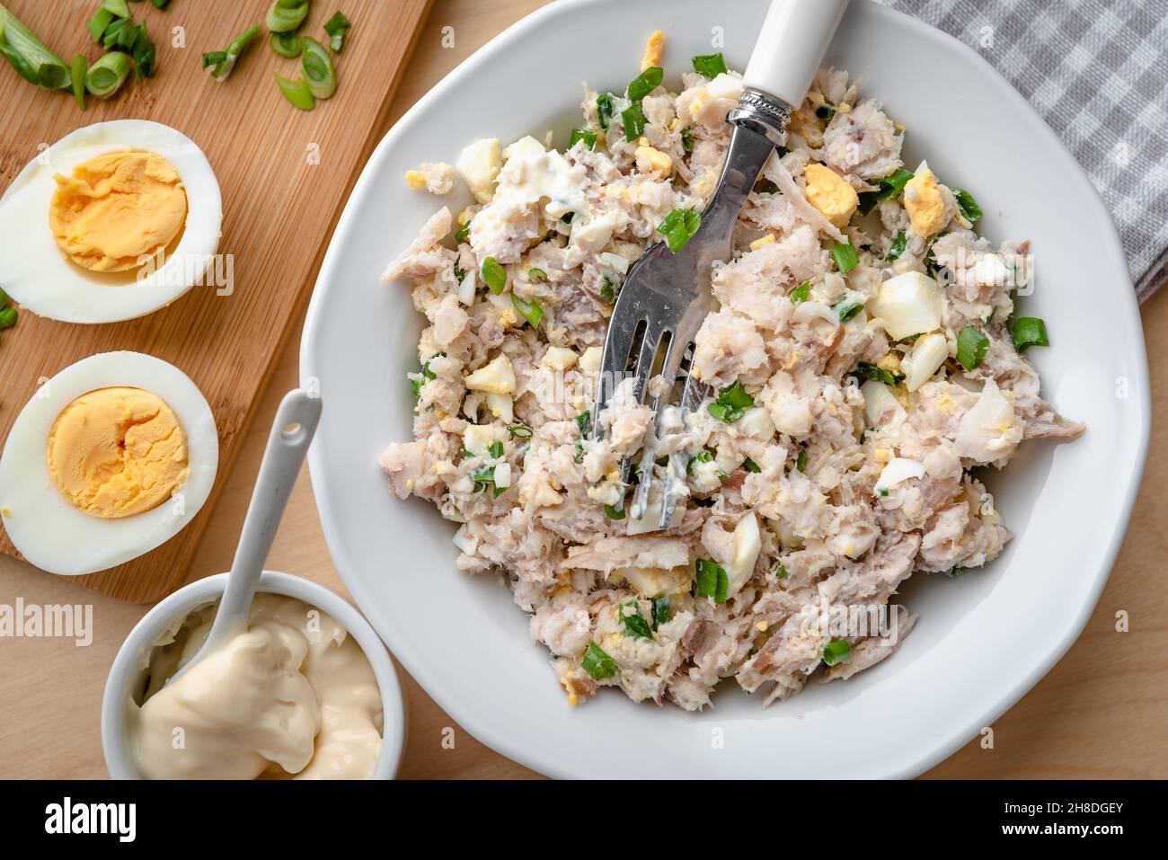 Smoked whitefish paste with mayonnaise, egg and chives Stock Photo Alamy