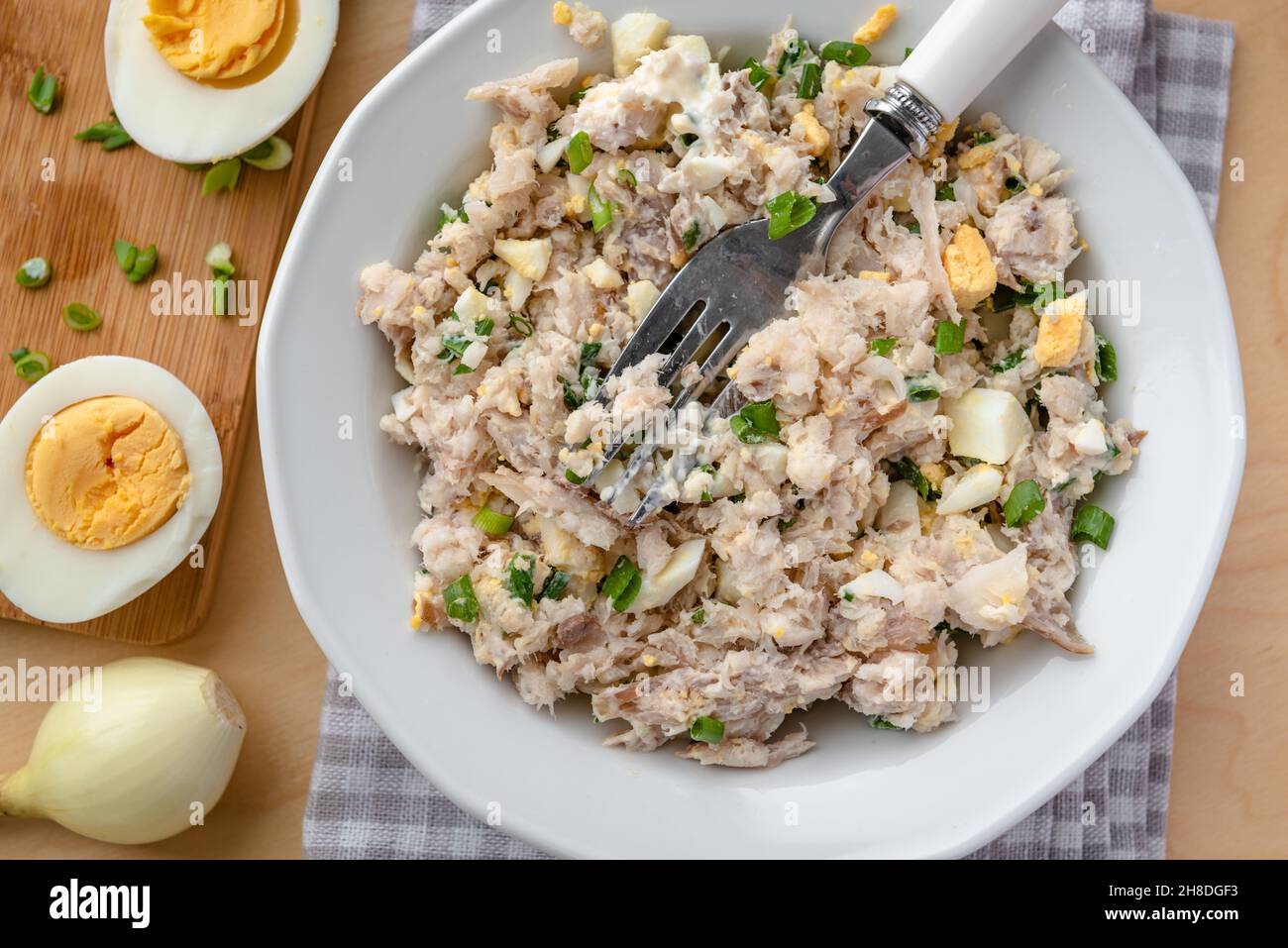 Smoked whitefish paste with mayonnaise, egg and chives Stock Photo Alamy