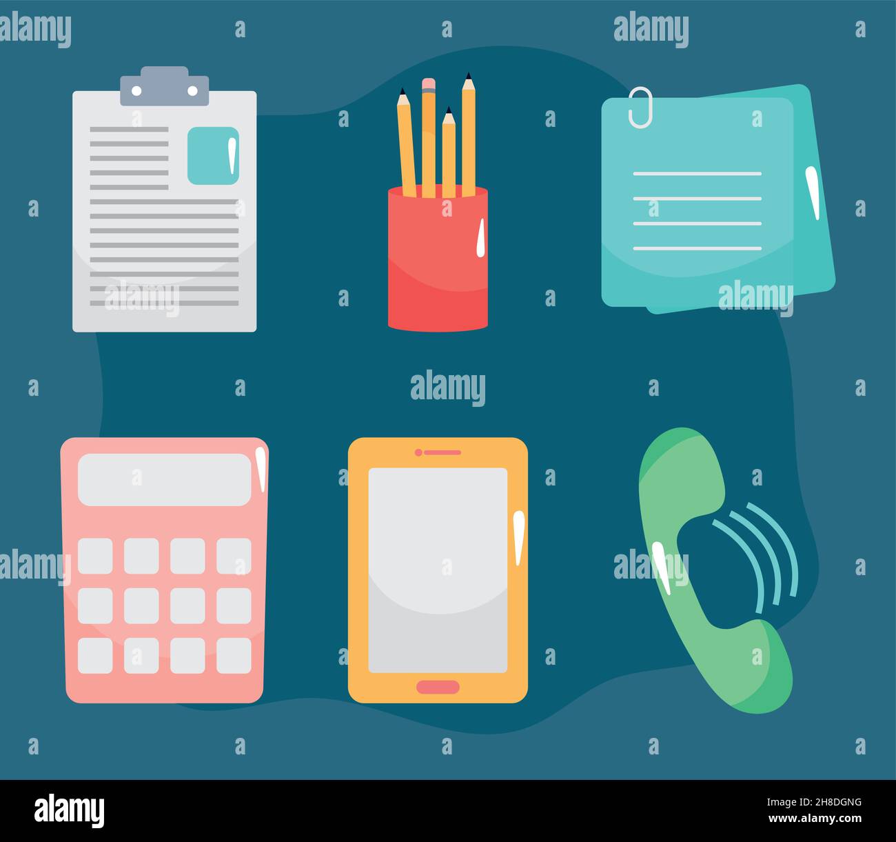 office icon collection on blue background Stock Vector Image & Art - Alamy